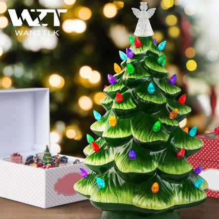 Ceramic Christmas Tree Replacement Light Bulbs Set, 120Pcs in 10 Colors Ceramic Tree Replacement Bulbs and 1 Angel/Five Pointed Star/Seven Pointed Star Top Trim