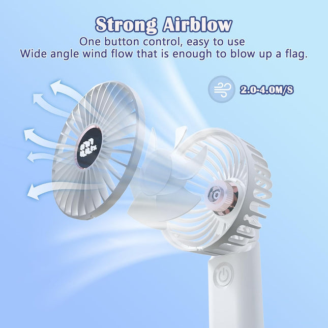 5600Mah] Hand Held Fan, Portable Fan Folding Handheld Fan For Travel, Personal Fan Battery Powered Rechargeable With Phone Charge