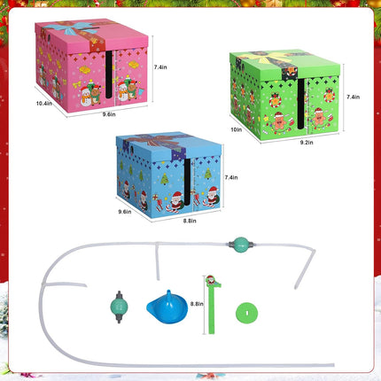 Automatic Christmas Tree Watering System - Christmas Decorations Automatic Christmas Tree Waterer Looks Like a Present Box - Santa’s Tree Helper Keeps Your Live Tree Healthy and Green (3BOX - P-B-G)
