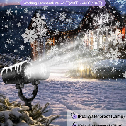 Christmas Projector Light, Double Head Snowflake Projection Lights Indoor, IP65 Waterproof Outdoor LED Snowfall Lights Decorations for Xmas, Party, Wedding, Holiday Decor