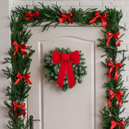 ANVAVO 24 Pack Red Velvet Christmas Bows 9 x 13 inches Holiday Christmas Bows Christmas Wreaths Decoration