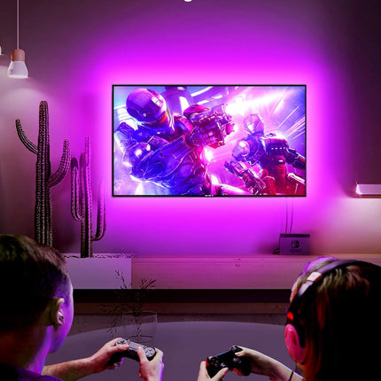 GIPOYENT TV Light Strip, Music Sync LED TV Backlights, for 32-50 Inch TV, LED TV Light with Bluetooth Function - RGB Color Changing Light Strip for Home Theater (9.8ft)