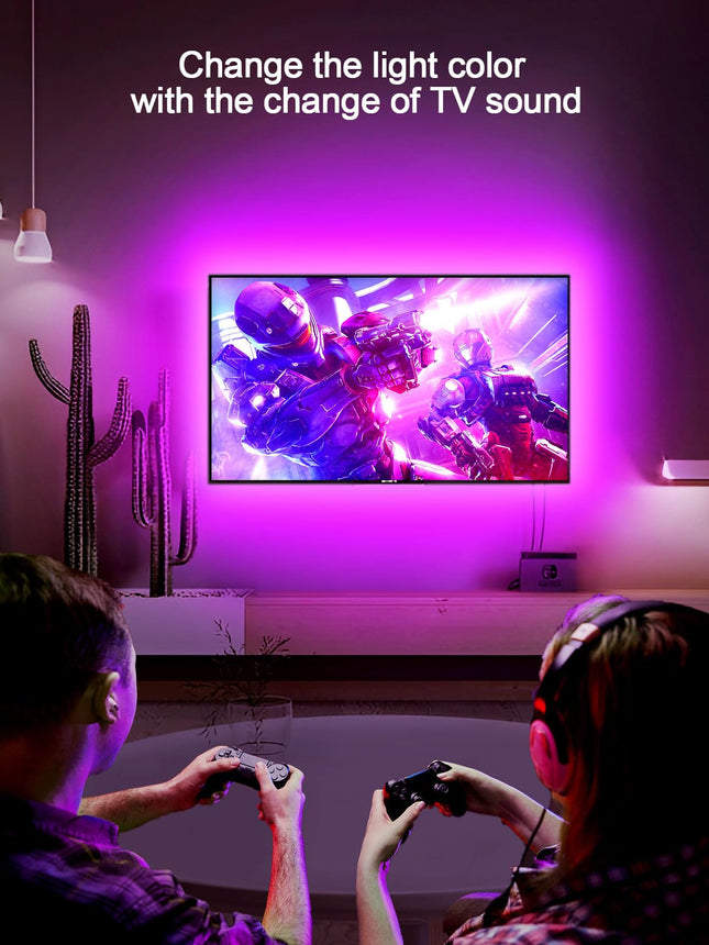 GIPOYENT TV Light Strip, Music Sync LED TV Backlights, for 32-50 Inch TV, LED TV Light with Bluetooth Function - RGB Color Changing Light Strip for Home Theater (9.8ft)