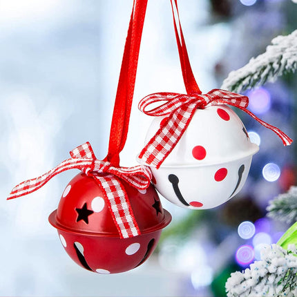 24 Pcs Christmas Jingle Bells Metal Decorative Bells with Ribbons 1.6" Xmas Tree Ornaments for Wreath Crafts Holiday Home Decorations, Bulk