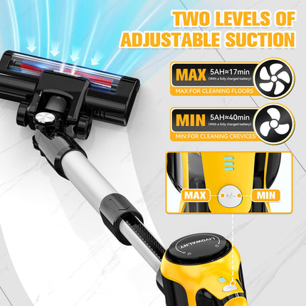 d Cordless Vacuum Cleaner For Dewalt 20V18V Battery, 6 In 1 Lightweight Stick Vacuum With Wall Mount, 150W 12Kpa Lightweight Vacuum Cleaner With Led Brush Head For Hardwood Floor Carpet
