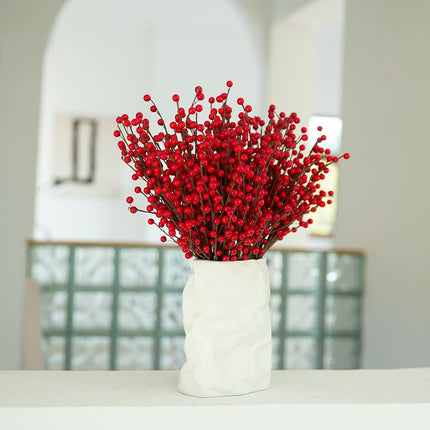 joyhalo 12 Pack Red Berry Stems - Extra Long 18' Red Berries Branches for Christmas Tree, Artificial Xmas Berry Picks for Christmas Tree Ornaments Crafts Holiday Home Decor