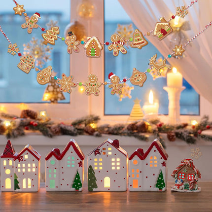 Blulu Christmas Garlands Christmas Banners Gingerbread Christmas Decorations Candy Garland Hanging Ornaments for Christmas Tree Home Kitchen Wall Decor(Gingerbread Man,9 ft)
