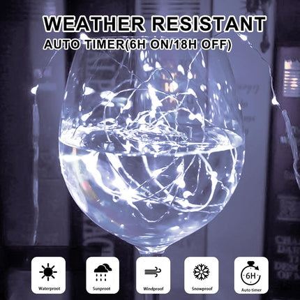 White Fairy Lights Battery Operated (Included), 8 Modes & Auto Timer, 16FT 50Led Mini Twinkle Silver Wire Firefly Starry Lights, Waterproof Battery Operated Lights for Mason Jars Bedroom