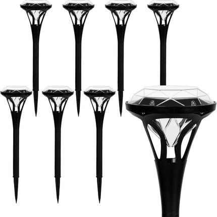 Solpex 8 Pack Diamond Solar Garden Lights, Bright 5 Led Solar Lights For Outside, Waterproof Solar Pathway Lights, Up To 12 Hours