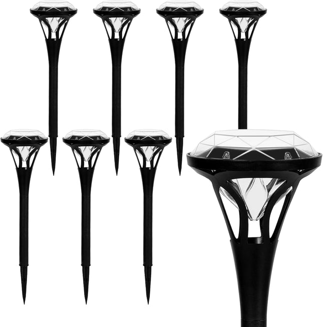 Solpex 8 Pack Diamond Solar Garden Lights, Bright 5 Led Solar Lights For Outside, Waterproof Solar Pathway Lights, Up To 12 Hours