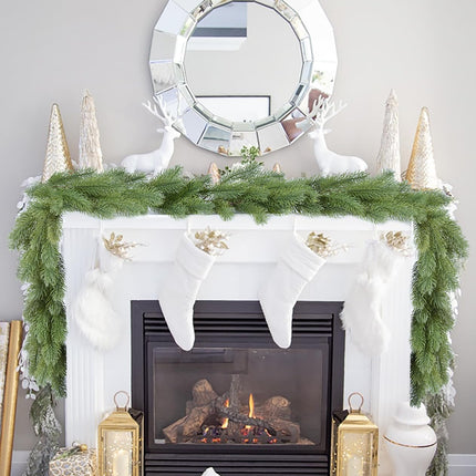 6FT Pine Christmas Garland, Artificail Christmas Greenery Garland,Realistic Cedar Garland Cypress Garland for Holiday Mantel Fireplace Table Centerpiece Decoration