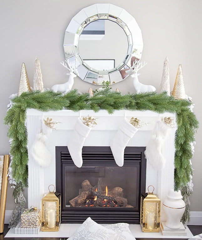 6FT Pine Christmas Garland, Artificail Christmas Greenery Garland,Realistic Cedar Garland Cypress Garland for Holiday Mantel Fireplace Table Centerpiece Decoration