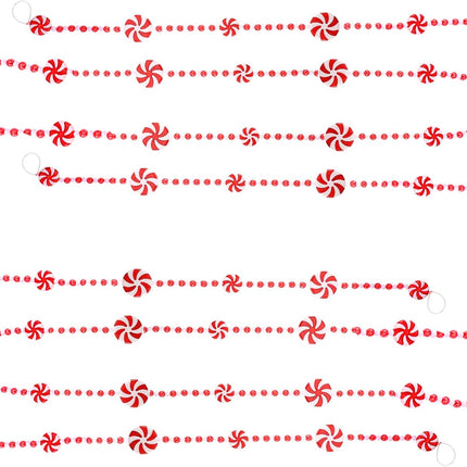 2 Pieces 19.6 feet Christmas Candy Garland Christmas Tree Garland Plastic Christmas Bead Garland Xmas Holiday Candy Cane Decor for Christmas Tree Wreaths Fence Fireplace Decorations