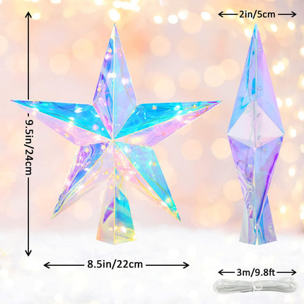 Christmas Tree Star Topper 11.8" PET Christmas Tree Topper Lighted with Remote Multicolour 20LED Lighted Treetop Decorate for Xmas Decorations Ornaments Holiday Party Indoor Decor
