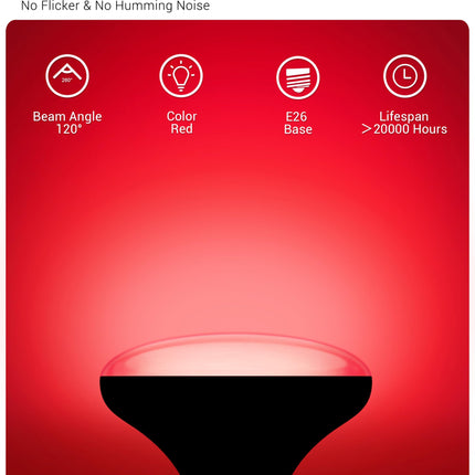 JandCase Christmas Light Bulbs, Red BR30 Flood Light Bulb, 11W(100W Equivalent) LED Recessed Light Bulbs, 900lm, Non-Dimmable, E26 Base, 2 Pack,Christmas Decor