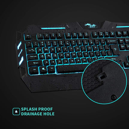 7 Colors LED Backlit Gaming Keyboard, Mechanical Feeling and Waterproof, Illuminated USB Wired Keyboard for Pro PC Gamer or Office