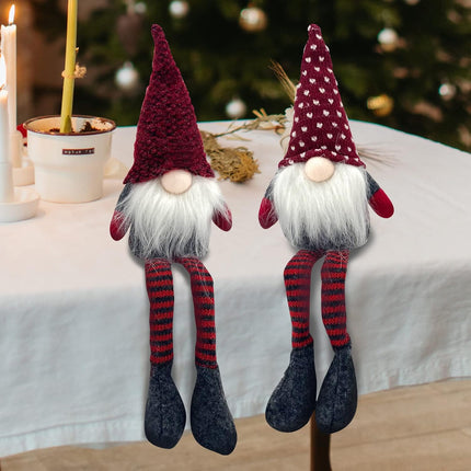 4PCS Needle Christmas Gnome Plush Woven Santa Claus, Handmade, Table Decorations, Home Decorations, Fireplace Decorations, Christmas Decorations (red Long Legs Mixed)