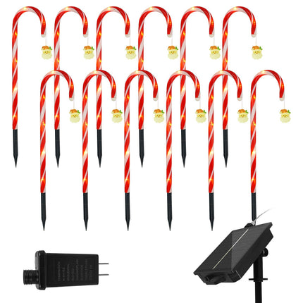 Solar Christmas Lights Outdoor Decorations: Candy Cane Light Waterproof for Yard Outside Decor - Santa Claus Xmas Garden Lighted Tree Pathway Lawn Patio House Decorative 12Pack
