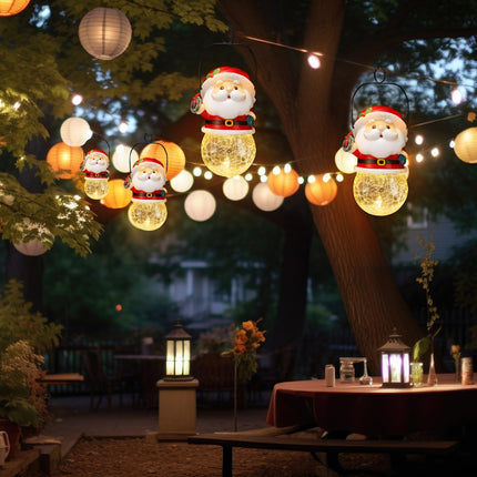 Christmas Solar Lanterns Christmas Outdoor Hanging Lantern Xmas Decorative Lamps Decor for Garden, Patio, Yard, Porch, Xmas Holiday Party Decor Christmas Women (Santa Claus)