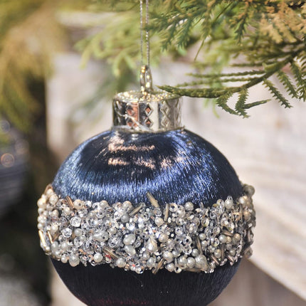 12 Pcs Satin Christmas Ball Ornaments, Luxury Silk Tree Hanging Decorations for Xmas Wreath Garland Wedding Party (Blue)