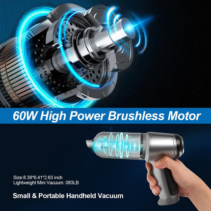 Handheld Vacuum Cordless 12000Pa Car Vacuum Portable Cordless High Power Small Vacuum Cleaner 3 In 1 Wireless Portable Mini Hand Vacuum For Pet Keyboard Car Office And Home