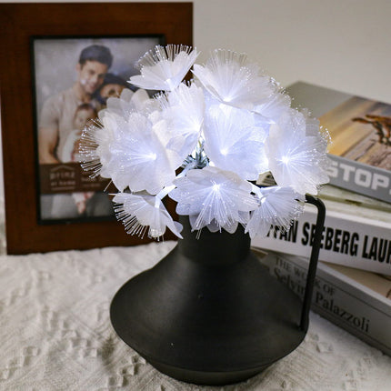 Cool White Flower Fibre Optic Fairy Lights,20 LED Flower String Lights 14 FT Waterproof Fairy Light Battery Operated for Indoor Outdoor Wedding,Christmas,Garden,Party Decoration