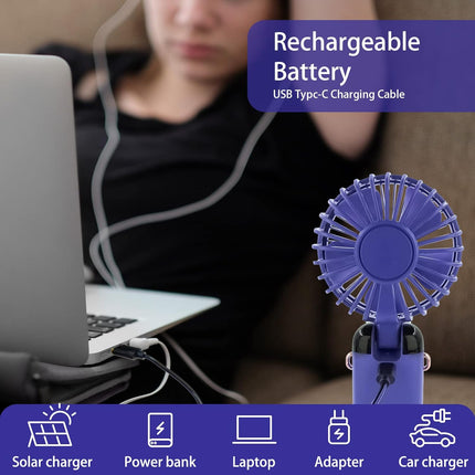 Handheld Fan,Portable Fan,5000Mah1120 Work Hours],Handheld Fan Rechargeable,90°Direction Adjustable,Led Display,5 Speed For Home