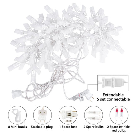 Snowflake Christmas String Lights with 6 Drops - 9ft 100 Mini Bulb Icicle Lights with Hooks, Plug-in Connectable Hanging Lights for Christmas Home Indoor Outdoor Party Wedding Holiday Décor (1 Pack)