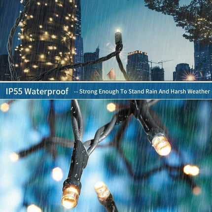 Haili 105FT 300 LED Christmas Lights Outdoor, Plug in 8 Mode String Lights for Christmas Tree, Party, Patio, House Christmas Decoration (Warm White)
