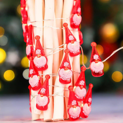 Christmas String Lights 10ft 30 LEDs Red Gnome Lights Battery Powered & USB Plug in with Remote Christmas Garlands Ornaments Twinkle Lights for Home House Party Decoration