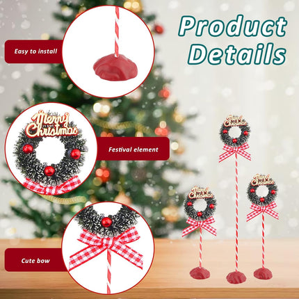 3 Pieces Christmas Table Decorations Merry Christmas Wreath Set with Buffalo Plaid Ribbon Bow Red Green Christmas Tiered Tray Decor Christmas Table Centerpieces Tabletop for Home Xmas Party Office