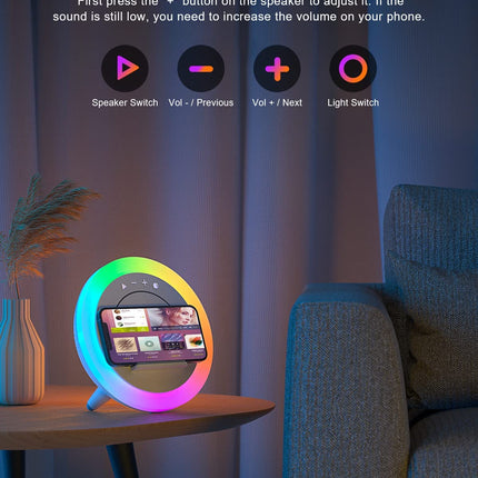 Color Changing Bluetooth Speaker Night Light with Wireless Charging - s for Teens