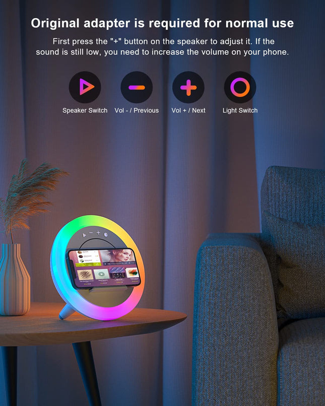 Color Changing Bluetooth Speaker Night Light with Wireless Charging - s for Teens