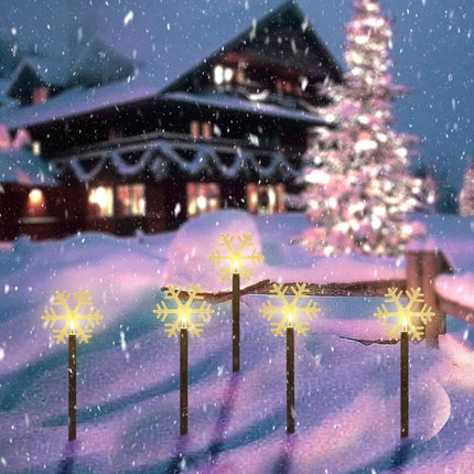 Solar Christmas Pathway Lights, 5 Pack Solar Snowflake Lights with Stake Outdoor Waterproof Landscape Lights Christmas Decorative Lights for Garden Yard Street Park Christmas Wedding