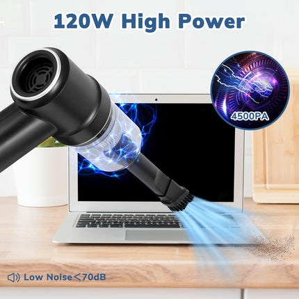 Handheld Car Vacuum Cleaner, Mini Car Vacuum Rechargeable, 9000Pa 120W High Power, 2 In 1 Air Duster With Led Light, Portable Vacuum Cleaner For Car, Home, Office, Pet