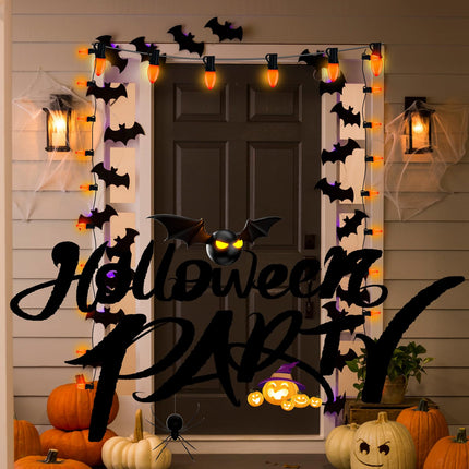25ft Outdoor Halloween Lights, C9 Orange Halloween Light String with 26 Orange Bulbs (1 Spare), E17 Base, Black Wire for Outdoor Party Tree Fall Lights Garden Halloween Decorations