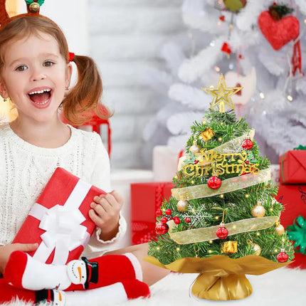 FOTSHARER Mini Christmas Tree Green 2FT Christmas Tree Artificial Small Xmas Tree with Ornaments Table Top Christmas Tree for DIY Little Christmas Tree for Table Holiday Tabletop Tree for Desk Office