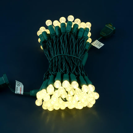 100 Warm White Raspberry One-Piece LED Christmas Lights, 33 ft Green Cord High Waterproof UL G12 Outdoor String Lights (Warm White)