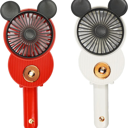 Cute Mickey Misting Mini Fan, Handheld Portable Usb Rechargeable Fan With 3 Adjustable Speeds, Foldable Personal Fan For Travel