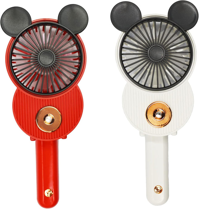 Cute Mickey Misting Mini Fan, Handheld Portable Usb Rechargeable Fan With 3 Adjustable Speeds, Foldable Personal Fan For Travel