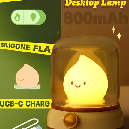 Ghost Campfire Night Light for Adult, Cute Flameless Kerosene Lamp, Rechargeable Portables Camping Light, Halloween Christmas Decor for Desktop, Bedroom, Sink Counter Lighting