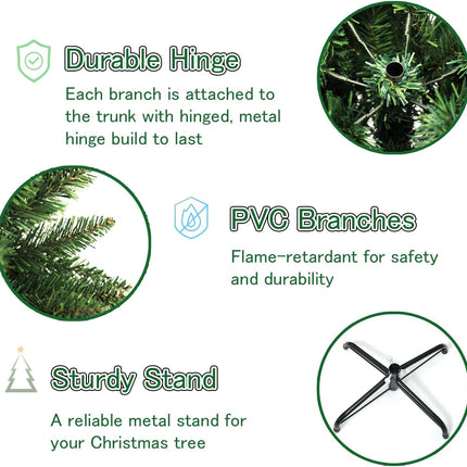 658 Tips Artificial Pencil Christmas Tree, 6ft Pure Xmas Pine Trees with Metal Stand Perfect for Christmas/Parties/Holiday Indoor Outdoor Decoration