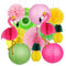 YUNXUAN Flamingo Party Supplies Hawaiian Party Decorations Flamingo and Pineapple Honeycomb Ball Paper Lanterns Paper Fans Pom poms Flowers for Birthday Luau Tropical Bachelorette Party