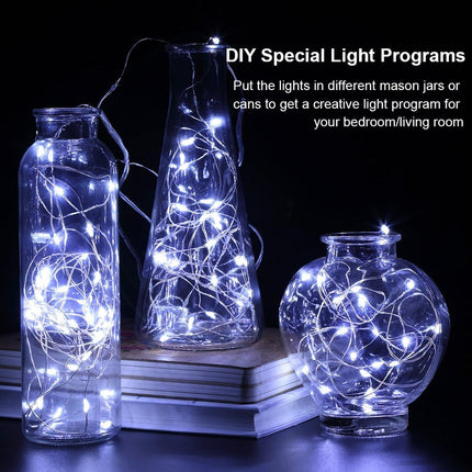 2 Pack Fairy Lights Christmas Decor 20 Ft 60 Led Battery Operated Christmas Lights with Remote Waterproof Twinkle Lights 8 Modes Fairy String Lights for Party Bedroom Wedding Decorations-White
