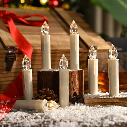 Flameless Christmas Tree Candles Decor, LED Flameless Window Candles with Remote, Flickering Warm White Lights, Fit for Christmas Garden Birthday Home Party Holiday Decoration/ 10PCS