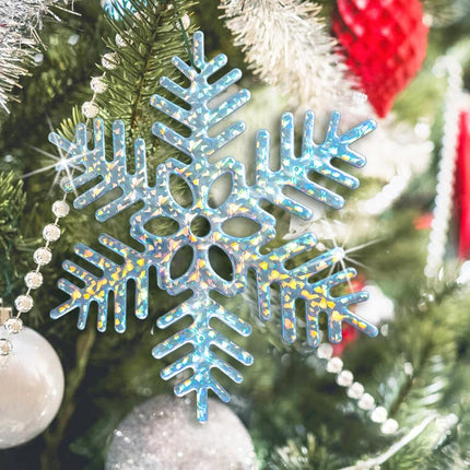 Winter Wonderland Frozen Birthday Party Decoration Large Snowflake Ornament Clearance- 6pcs 11.8”Large Iridescent Hanging Snowflakes Christmas Ornaments for Christmas Tree Outdoor Xmas Decor Supplies