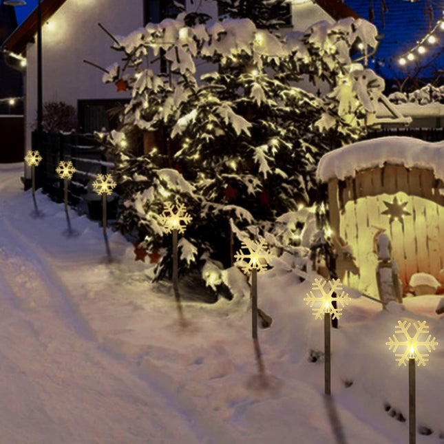 Solar Christmas Pathway Lights, 5 Pack Solar Snowflake Lights with Stake Outdoor Waterproof Landscape Lights Christmas Decorative Lights for Garden Yard Street Park Christmas Wedding