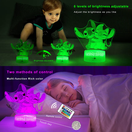 Stitch Night Light,Stitch Lamp with Remote & Smart Touch 16 Colors Changing Dimmable Anime Table Lamp, as Perfect Birthday Xmas Stitch s for Boys and Girls