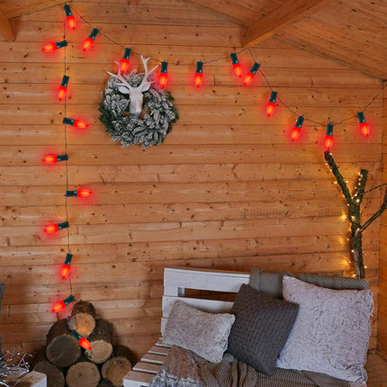 25 Pack C9 LED Red Christmas Lights Bulbs, Opaque Red Shatterproof LED Bulbs Replacement for Christmas Outdoor Patio String Lights, 0.6W Equivalent to 7W, Red Night Light Bulbs, E17 Intermediate Base