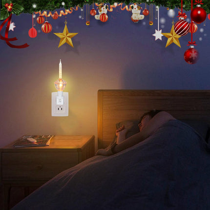 Christmas Bubble Night Lights, 1 Pack Bubble Night Lights with Silver Glitter Fluid, 1 Spare 5 Watt Clear Bubble Light Bulb with Gold Glitter Fluid, E12 Candelabra Base, Swivel Plug in Base,White